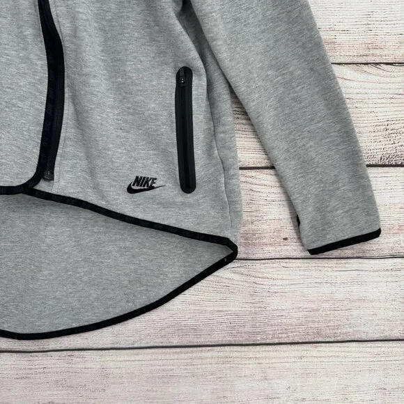 Nike Tech Fleece Asymmetric Cape Zip Hoodie Sweatshirt Women's Large Gray - Picture 4 of 13